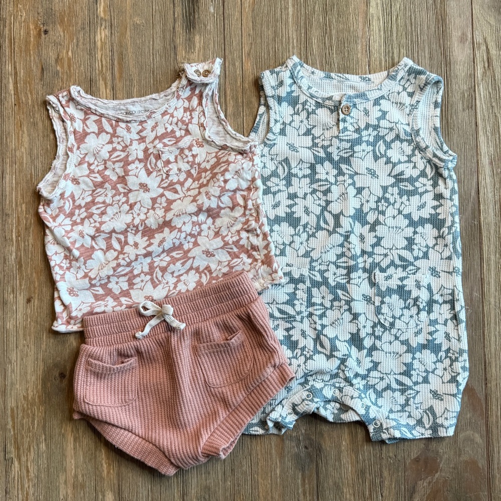 Grayson Collective Floral Baby Romper and Tank/Shorts Set 12M